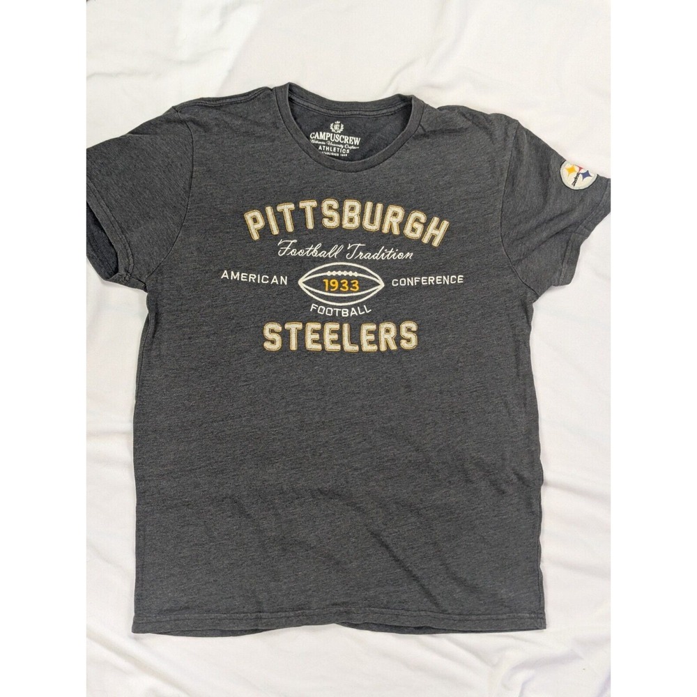 NFL Pittsburgh Steelers CampusCrew Extra Large Gray Short Sleeve Tee Shirt